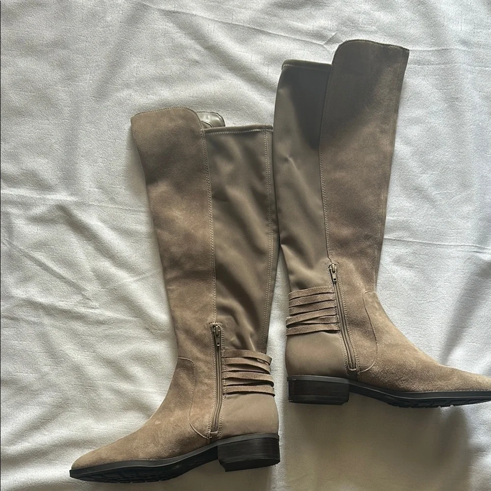 Vince Camuto Tan Over the Knee Boots with Suede Finish